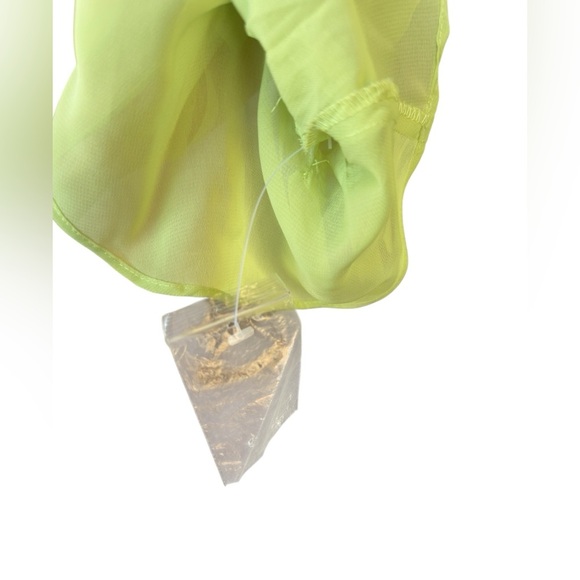 Vintage Y2K 90s Lime Green Mesh Blouse Bell Sleeves Medium Festival Fairy Whimsy - Picture 4 of 8